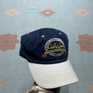 Vintage cabelas Strapback hat cap outdoor gear embroidered blue adjustable